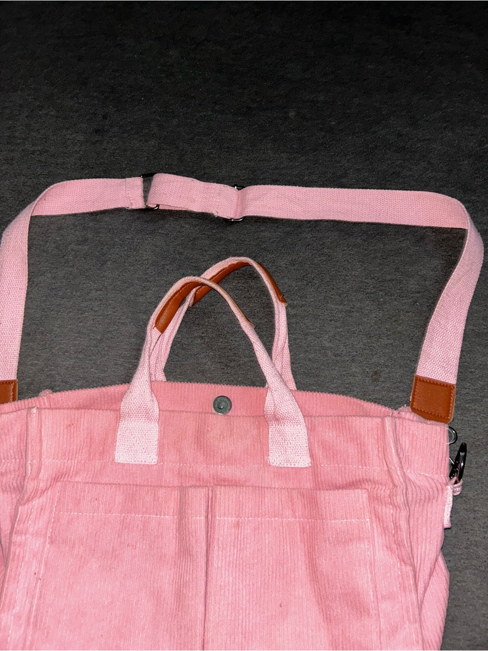 Pink Corduroy Tote with Adjustable Shoulder Strap